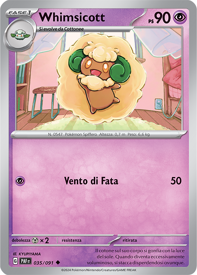 Whimsicott 035/091 - ITA - Mint - Scarlatto e Violetto - Destino di Paldea - Carta Pokemon