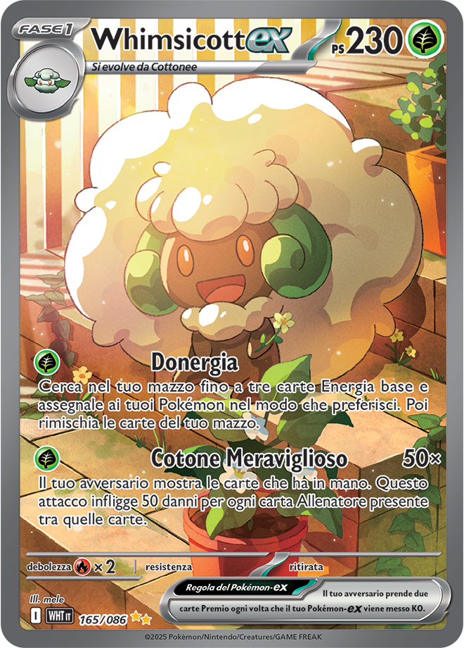Whimsicott-ex WHT 165/086 Alternative Art - ITA - Near Mint - Scarlatto e Violetto - Fuoco Bianco - Carta Pokemon