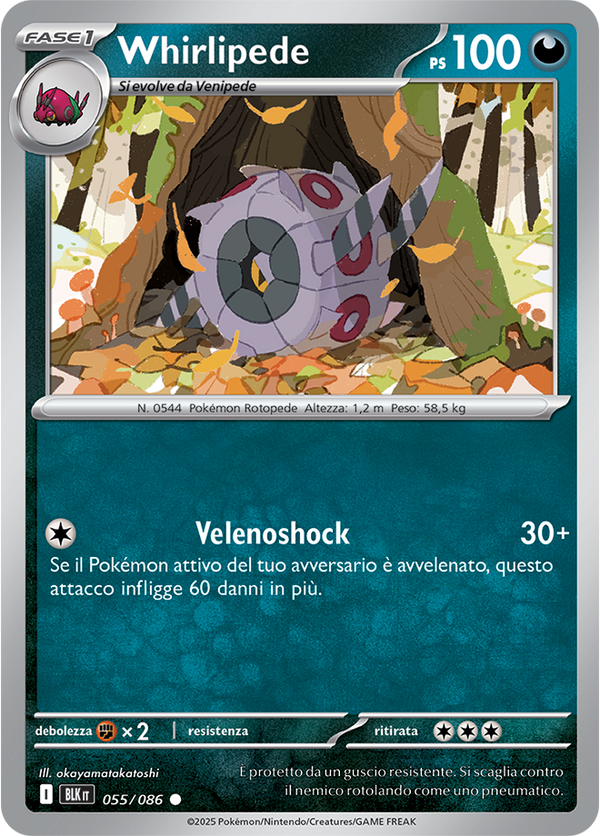 203Whirlipede BLK 055/086 Reverse Holo - ITA - Near Mint - Scarlatto e Violetto - Luce Nera - Carta Pokemon