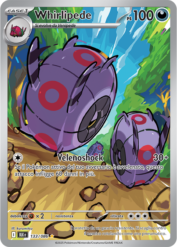 365Whirlipede BLK 133/086 - ITA - Near Mint - Scarlatto e Violetto - Luce Nera - Carta Pokemon