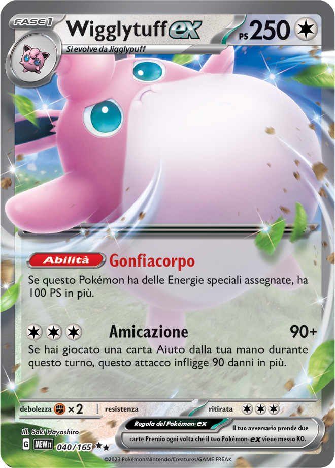 Wigglytuff EX 040/165 - ITA - Near Mint - Scarlatto e Violetto - 151 - Carta Pokemon
