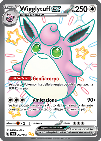 Wigglytuff EX Shiny 222/091 Full Art - ITA - Mint - Scarlatto e Violetto - Destino di Paldea - Carta Pokemon