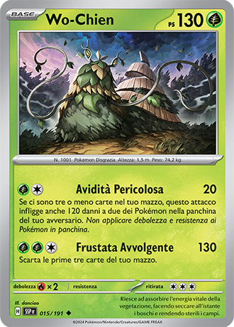Wo-Chien 015/191 Reverse Holo - ITA - Near Mint - Scarlatto e Violetto - Scintille Folgoranti - Carta Pokemon