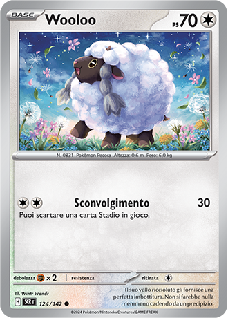 Wooloo 124/142 Reverse Holo - ITA - Near Mint - Scarlatto e Violetto - Corona Astrale - Carta Pokemon