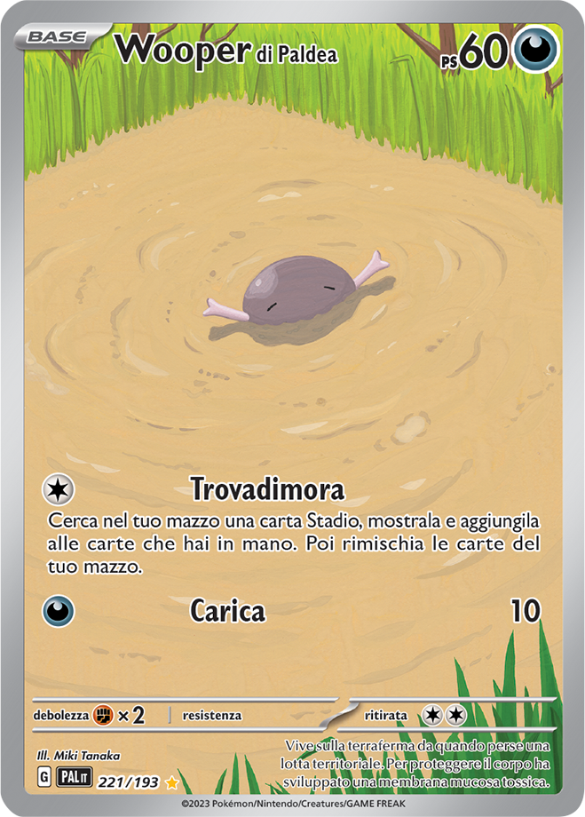 Wooper di Paldea 221/193 Illustrazione Rara - ITA - Mint - Scarlatto e Violetto - Evoluzioni a Paldea - Carta Pokemon