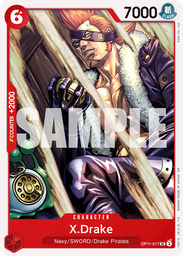 X.Drake OP11-017 - Character Rosso Uncommon - Near Mint - A Fist of Divine Speed - Carta One Piece Card Game