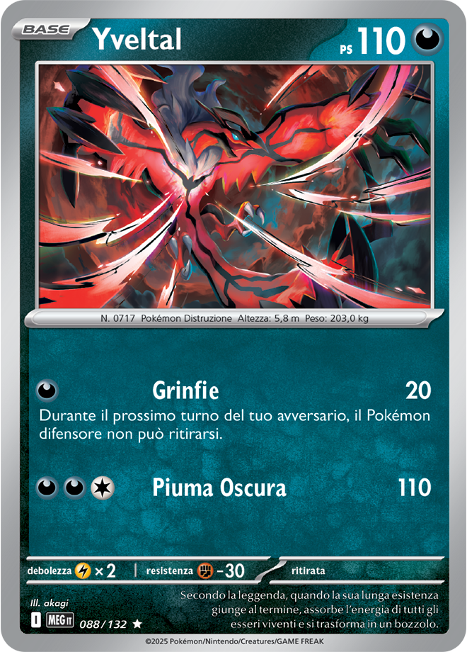 Yveltal MEG 088/132 Reverse Holo - ITA - Near Mint - Megaevoluzione - Carta Pokemon