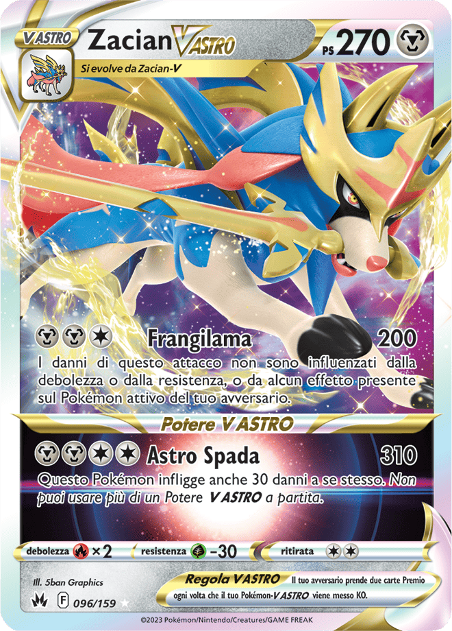 Zacian V Astro 096/159 - ITA - Mint - Spada e Scudo - Zenit Regale - Carta Pokemon