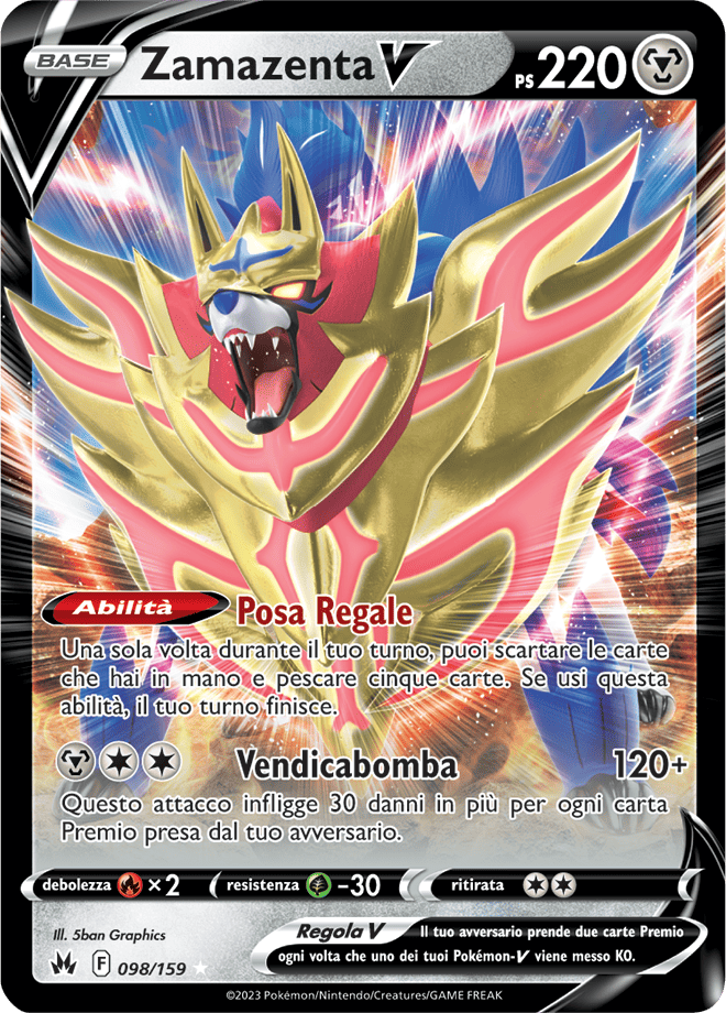 Zamazenta V 098/159 - ITA - Mint - Spada e Scudo - Zenit Regale - Carta Pokemon