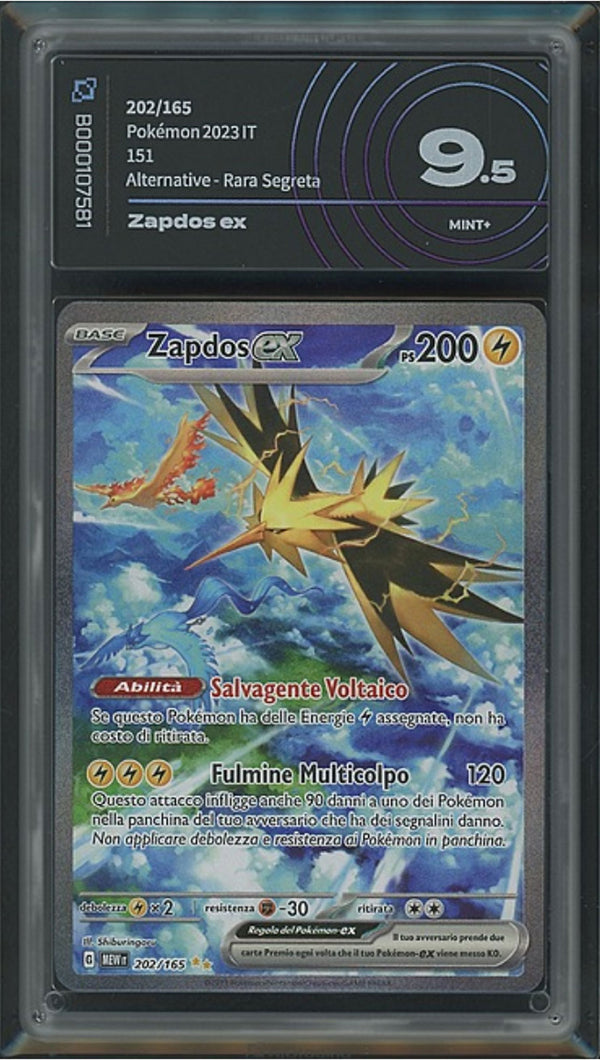 Zapdos EX 202/165 Alternative Art - ITA - Mint - Gradata AIGRADING 9.5 - Scarlatto e Violetto - 151 - Carta Pokemon