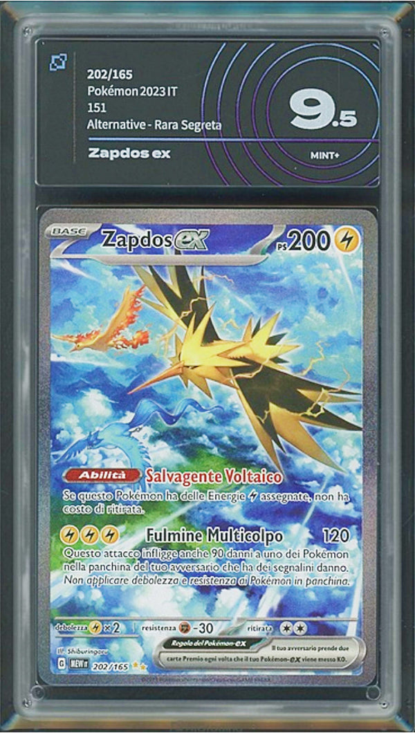 Zapdos EX 202/165 Alternative Art - ITA - Mint - Gradata AIGRADING 9.5 - Scarlatto e Violetto - 151 - Carta Pokemon
