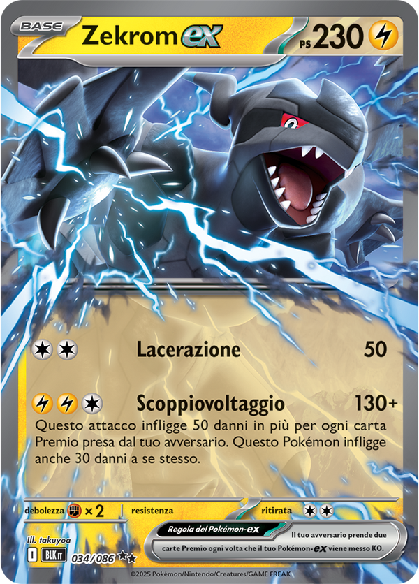 127Zekrom-ex BLK 034/086 - ITA - Near Mint - Scarlatto e Violetto - Luce Nera - Carta Pokemon