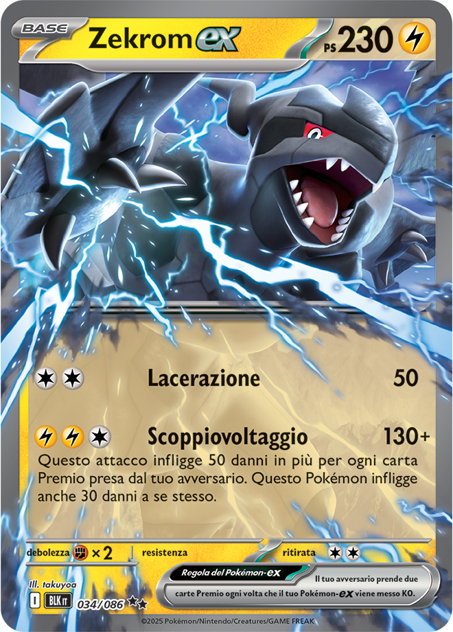 127Zekrom-ex BLK 034/086 - ITA - Near Mint - Scarlatto e Violetto - Luce Nera - Carta Pokemon