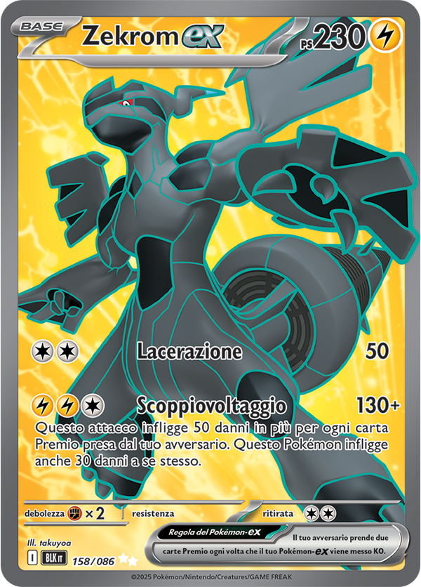 390Zekrom-ex BLK 158/086 Full Art - ITA - Near Mint - Scarlatto e Violetto - Luce Nera - Carta Pokemon