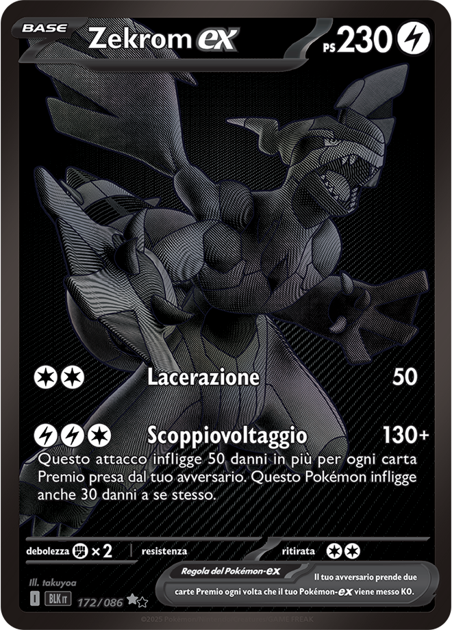 404Zekrom-ex BLK 172/086 - ITA - Near Mint - Scarlatto e Violetto - Luce Nera - Carta Pokemon