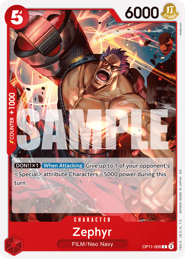 Zephyr OP11-006 - Character Rosso Common - Near Mint - A Fist of Divine Speed - Carta One Piece Card Game