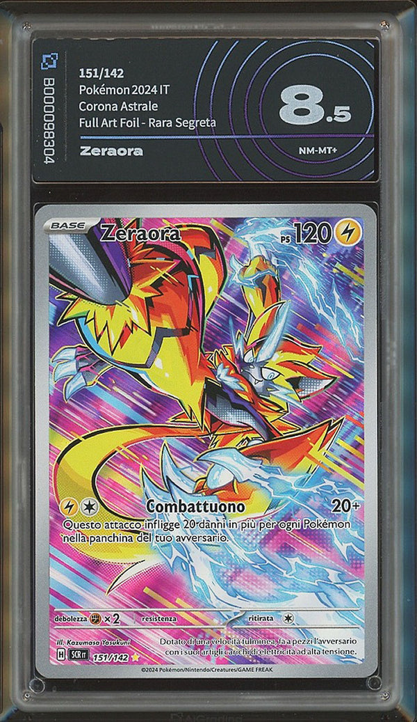 Zeraora 151/142 - ITA - Near Mint / Mint+ - Gradata AiGrading 8.5 - Scarlatto e Violetto - Corona Astrale - Carta Pokemon