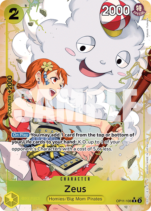 Zeus OP11-106 V2 - Character Giallo Alternate Art - Near Mint - A Fist of Divine Speed - Carta One Piece Card Game