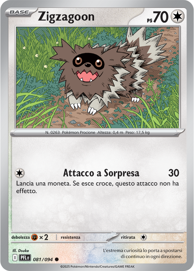 Zigzagoon PFL 081/094 - ITA - Near Mint - Megaevoluzione - Fiamme Spettrali - Carta Pokemon