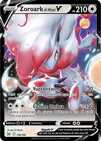 Zoroark di Hisui-V 146/196 - ITA - Near Mint - Spada e Scudo - Origine Perduta - Carta Pokemon