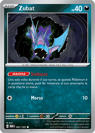 Zubat 041/165 - ITA - Near Mint - Scarlatto e Violetto - 151 - Carta Pokemon