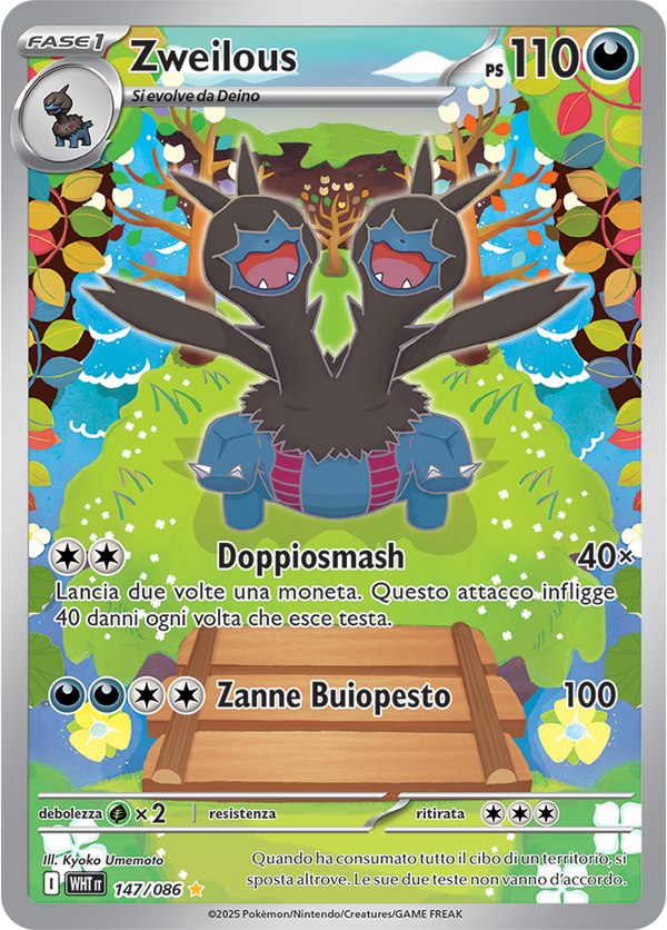 Zweilous WHT 147/086 - ITA - Near Mint - Scarlatto e Violetto - Fuoco Bianco - Carta Pokemon